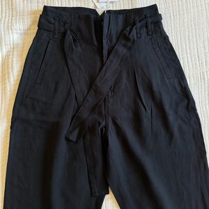 & Other Stories Jet Black Belted Trousers | NWT